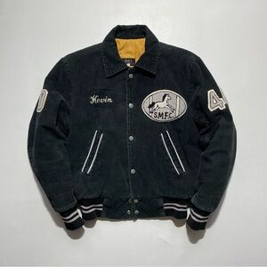 Vintage High school football Black Varsity Jacket Kevin corduroy super clean